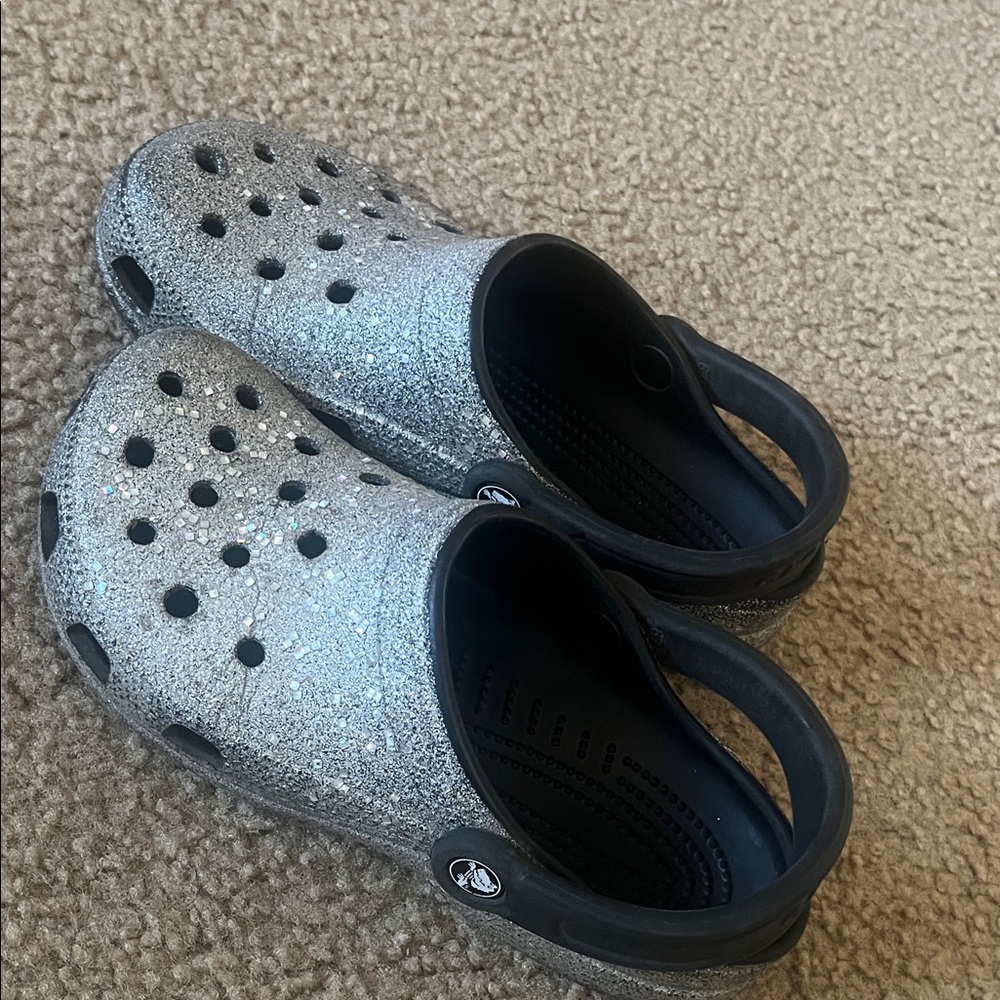 CROCS Kids Silver Glitter Water Shoes